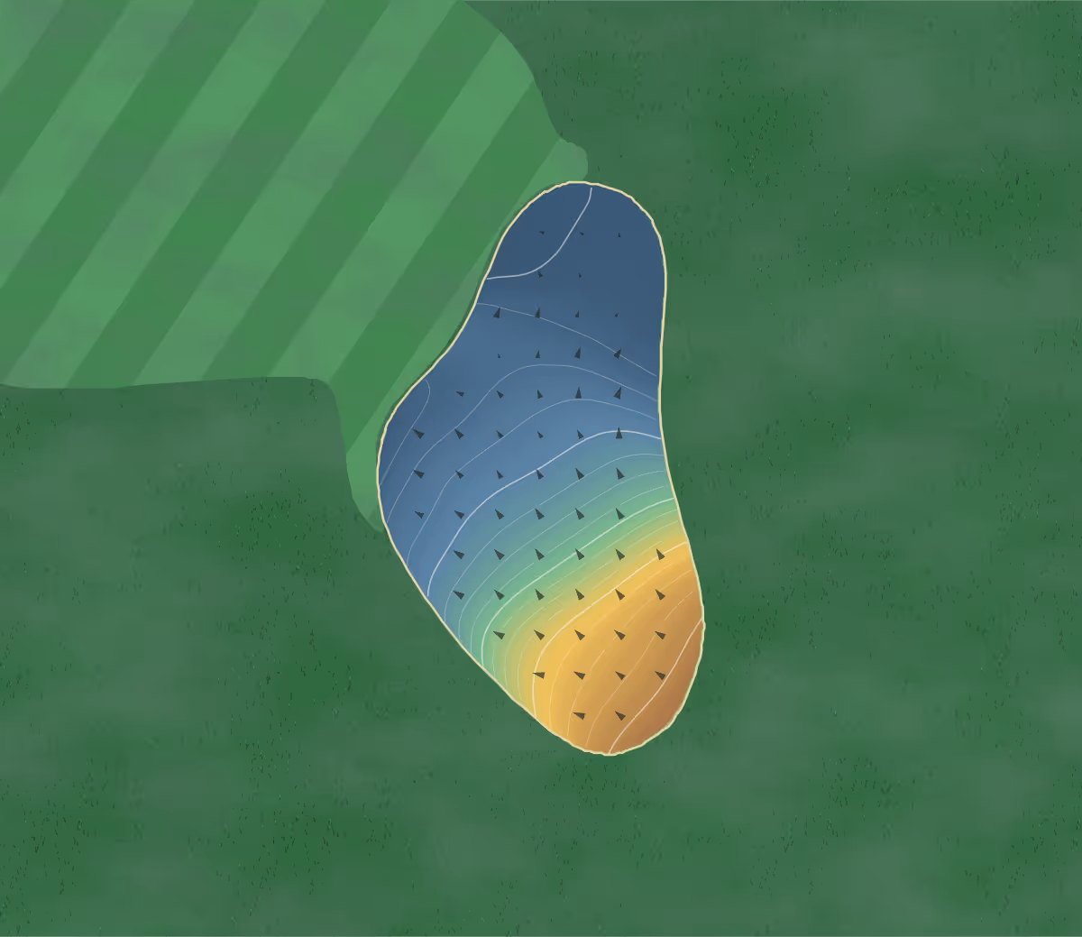 Green contour map of Jackson County in Murphysboro, Illinois: 166 elevation contours at a 3-inch interval with fall-line arrows, traced from 1-meter lidar