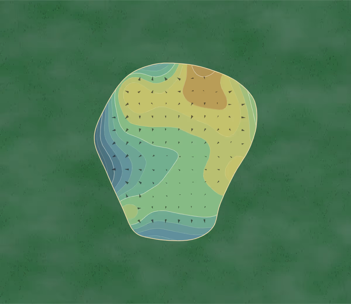 Green contour map of Jackson Heights in Jackson Junction, Iowa — 129 elevation contours at a 3-inch interval with fall-line arrows, traced from 1-meter lidar