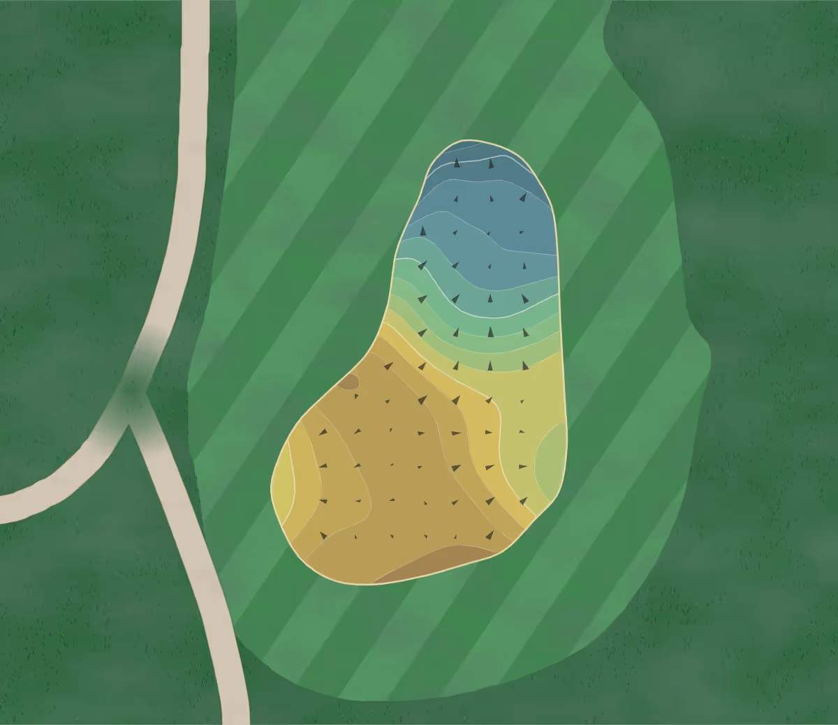 Green contour map of Jacksonville Beach in Jacksonville, Florida — 180 elevation contours at a 3-inch interval with fall-line arrows, traced from 1-meter lidar