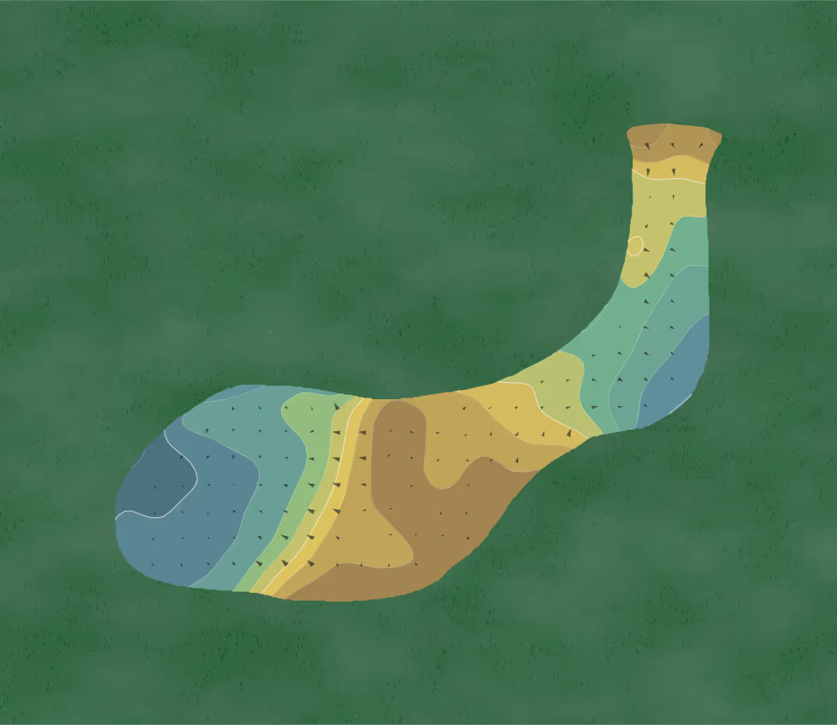 Green contour map of Jacksonville Golf in Jacksonville, Florida — 113 elevation contours at a 3-inch interval with fall-line arrows, traced from 1-meter lidar
