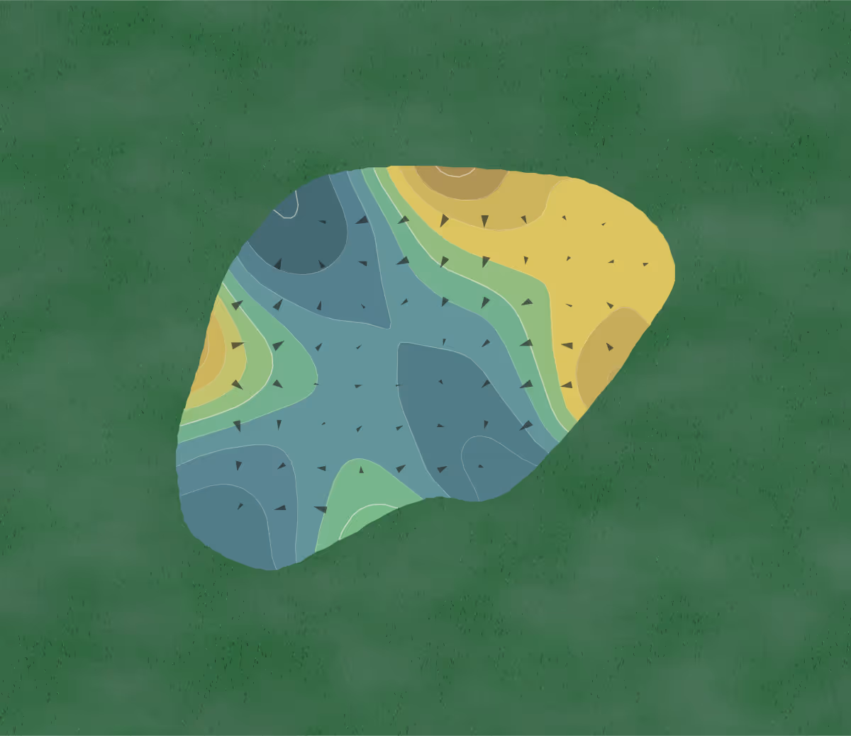 Green contour map of Jake Gaither in Tallahassee, Florida — 69 elevation contours at a 3-inch interval with fall-line arrows, traced from 1-meter lidar