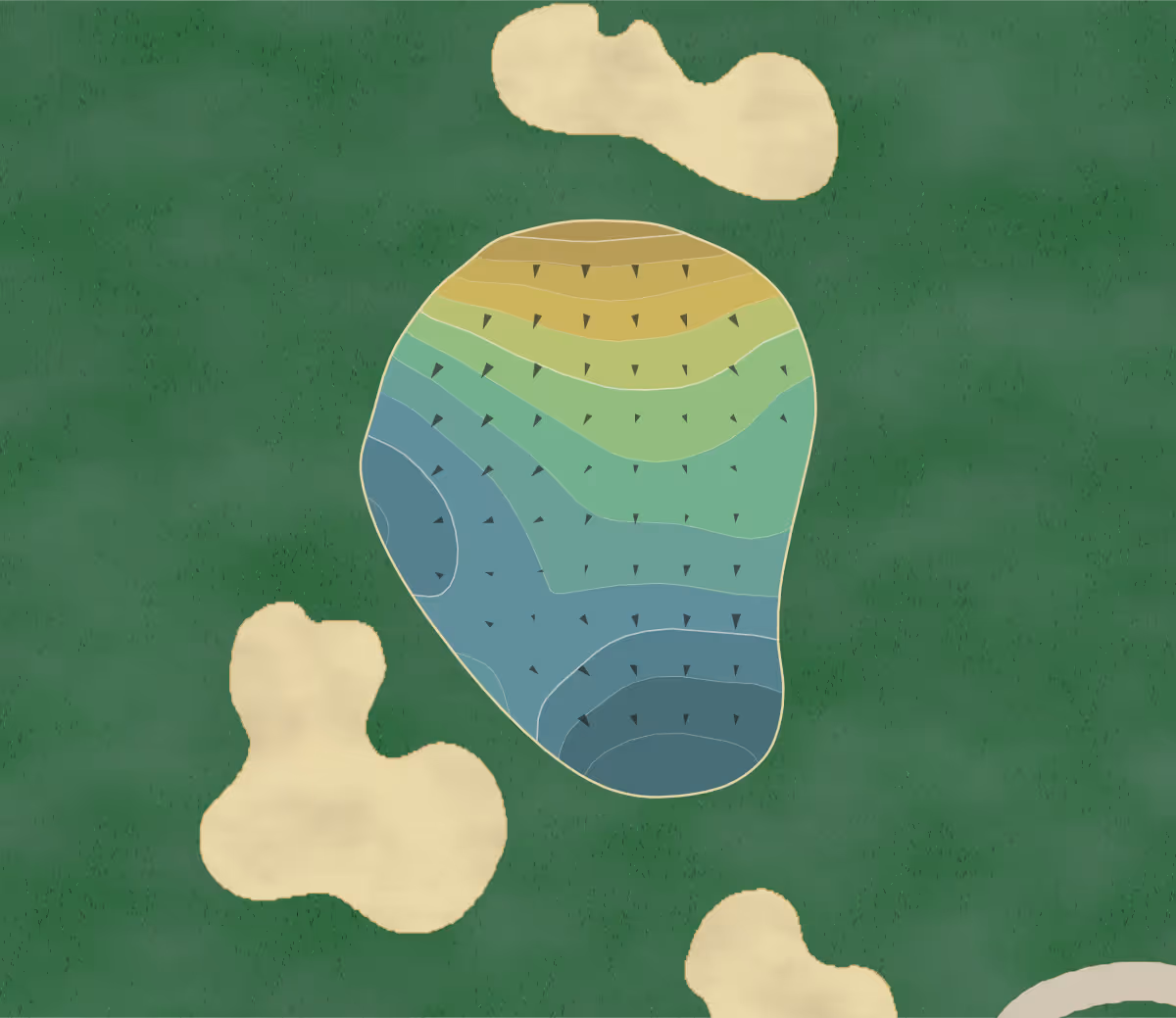 Green contour map of James River in Newport News, Virginia — 174 elevation contours at a 3-inch interval with fall-line arrows, traced from 1-meter lidar
