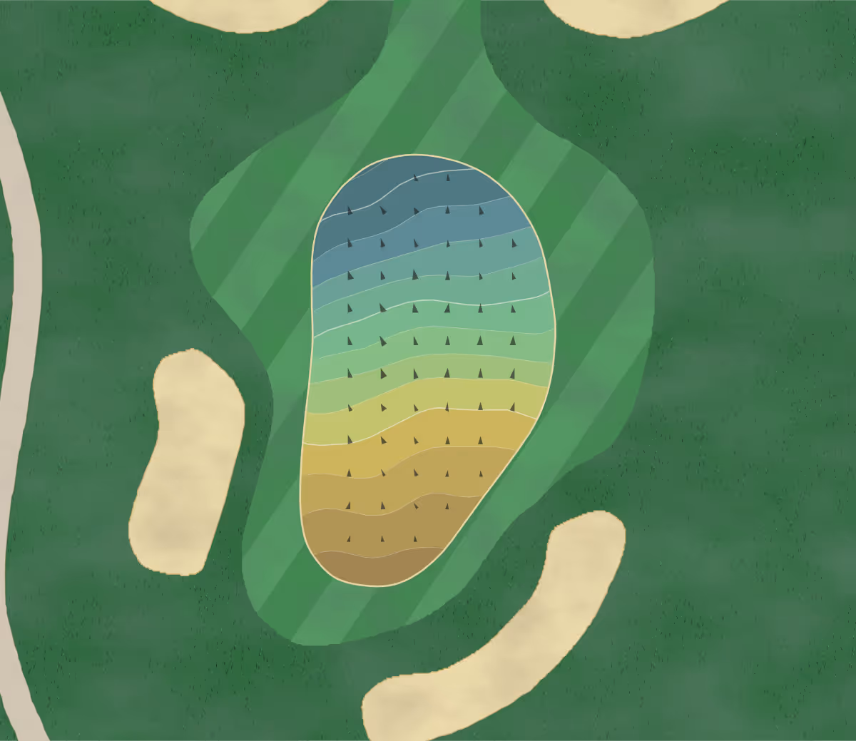Green contour map of Jamestown GC in Jamestown, Rhode Island — 89 elevation contours at a 3-inch interval with fall-line arrows, traced from 1-meter lidar