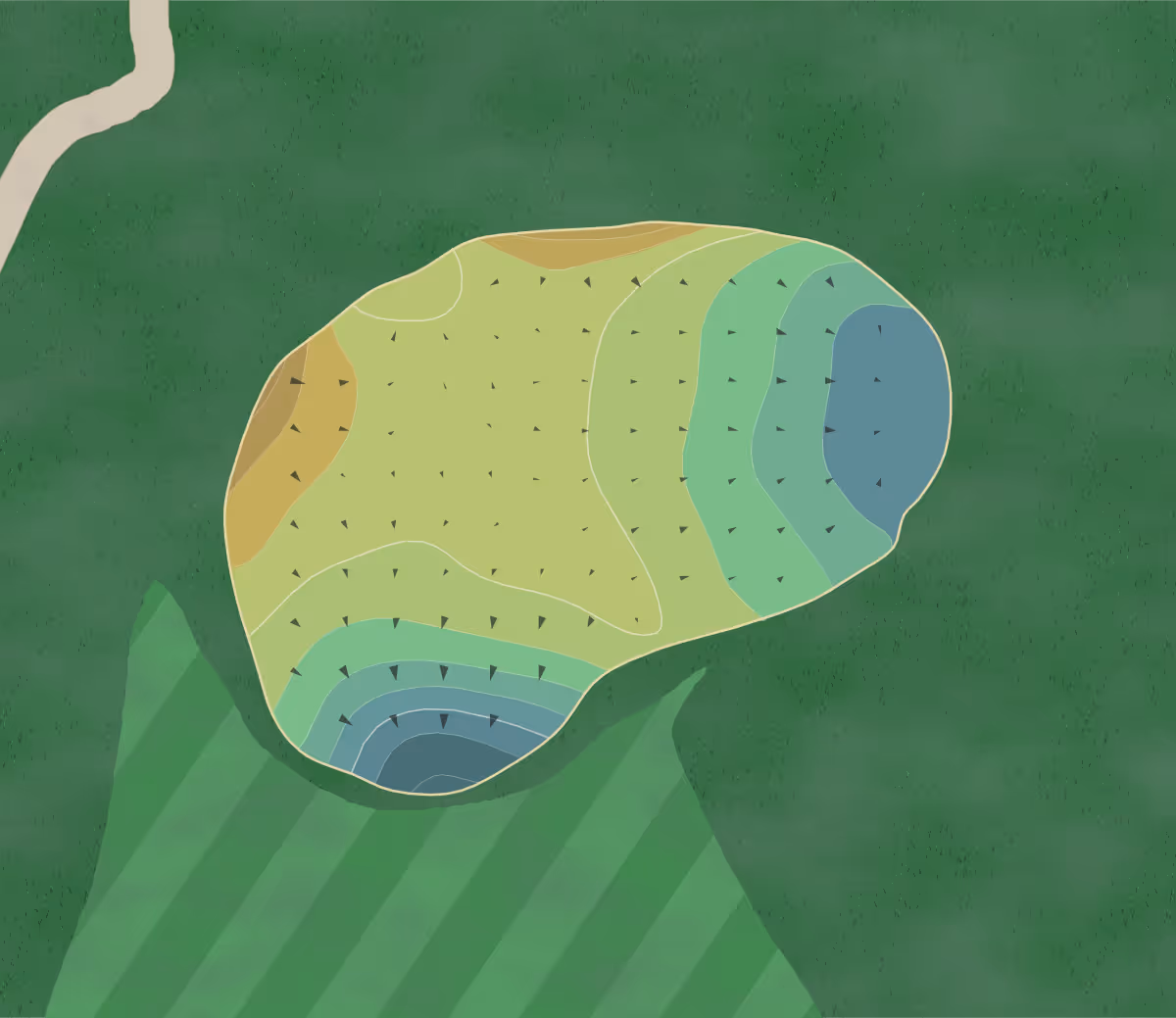 Green contour map of Jasper Hills in Xenia, Ohio — 41 elevation contours at a 3-inch interval with fall-line arrows, traced from 1-meter lidar