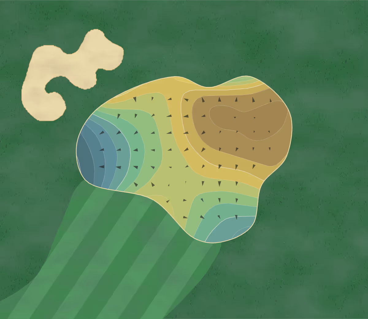 Green contour map of Jefferson District in Falls Church, Virginia — 99 elevation contours at a 3-inch interval with fall-line arrows, traced from 1-meter lidar