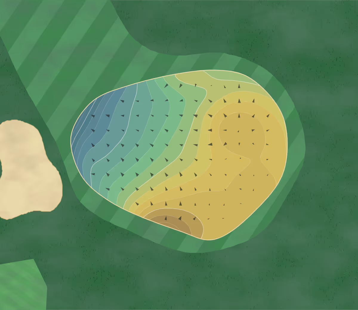 Green contour map of Jerome in Jerome, Idaho — 204 elevation contours at a 3-inch interval with fall-line arrows, traced from 1-meter lidar
