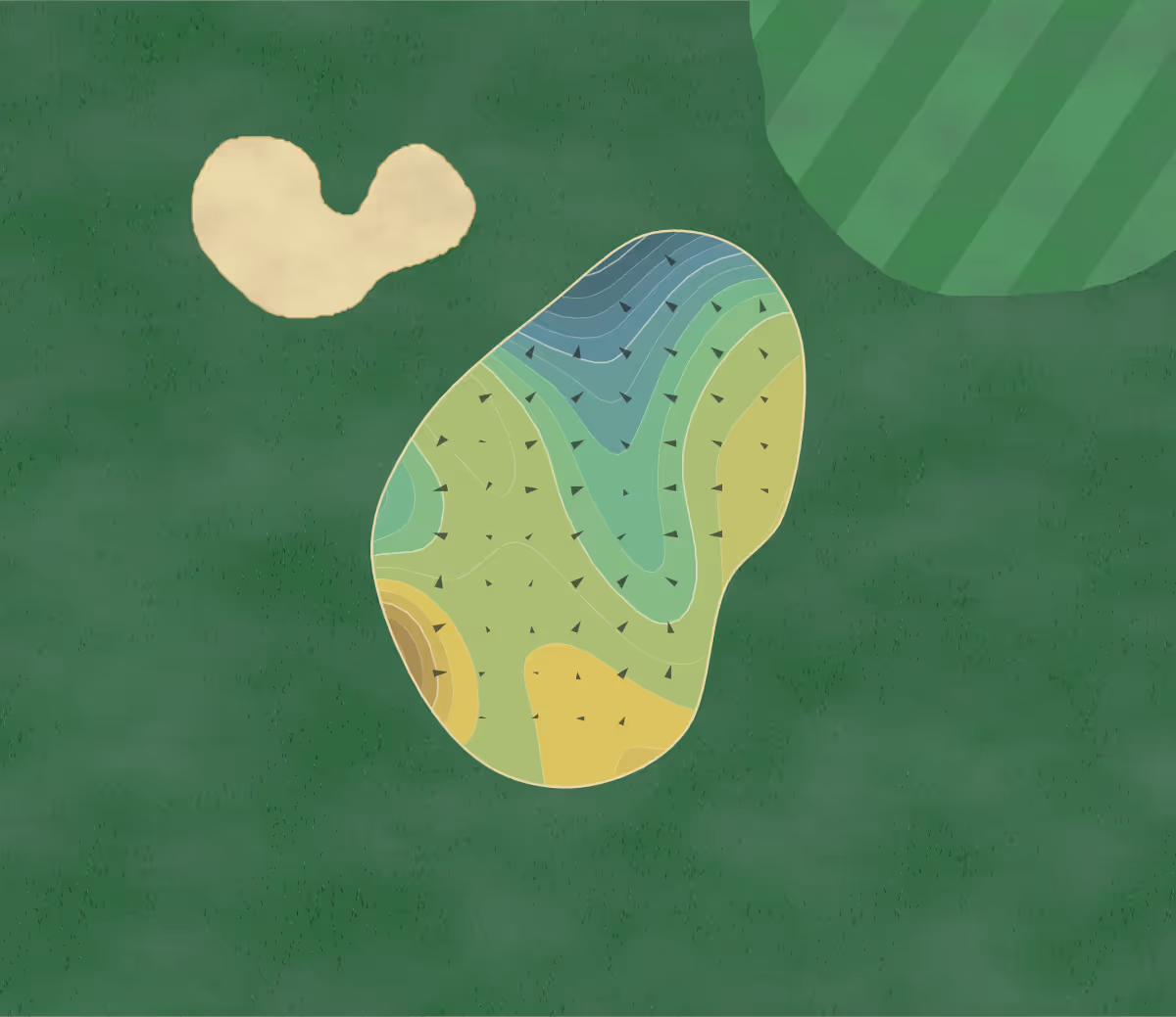 Green contour map of Jewel - Grand Nine in Mackinac Island, Michigan — 125 elevation contours at a 3-inch interval with fall-line arrows, traced from 1-meter lidar