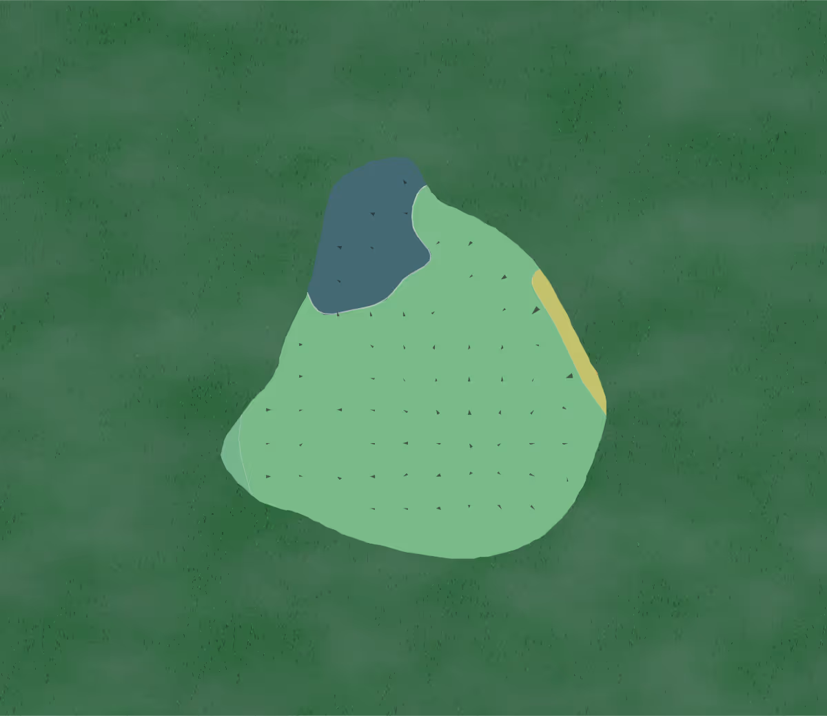 Green contour map of The Jewel in Grand Blanc, Michigan — 3 elevation contours at a 3-inch interval with fall-line arrows, traced from 1-meter lidar