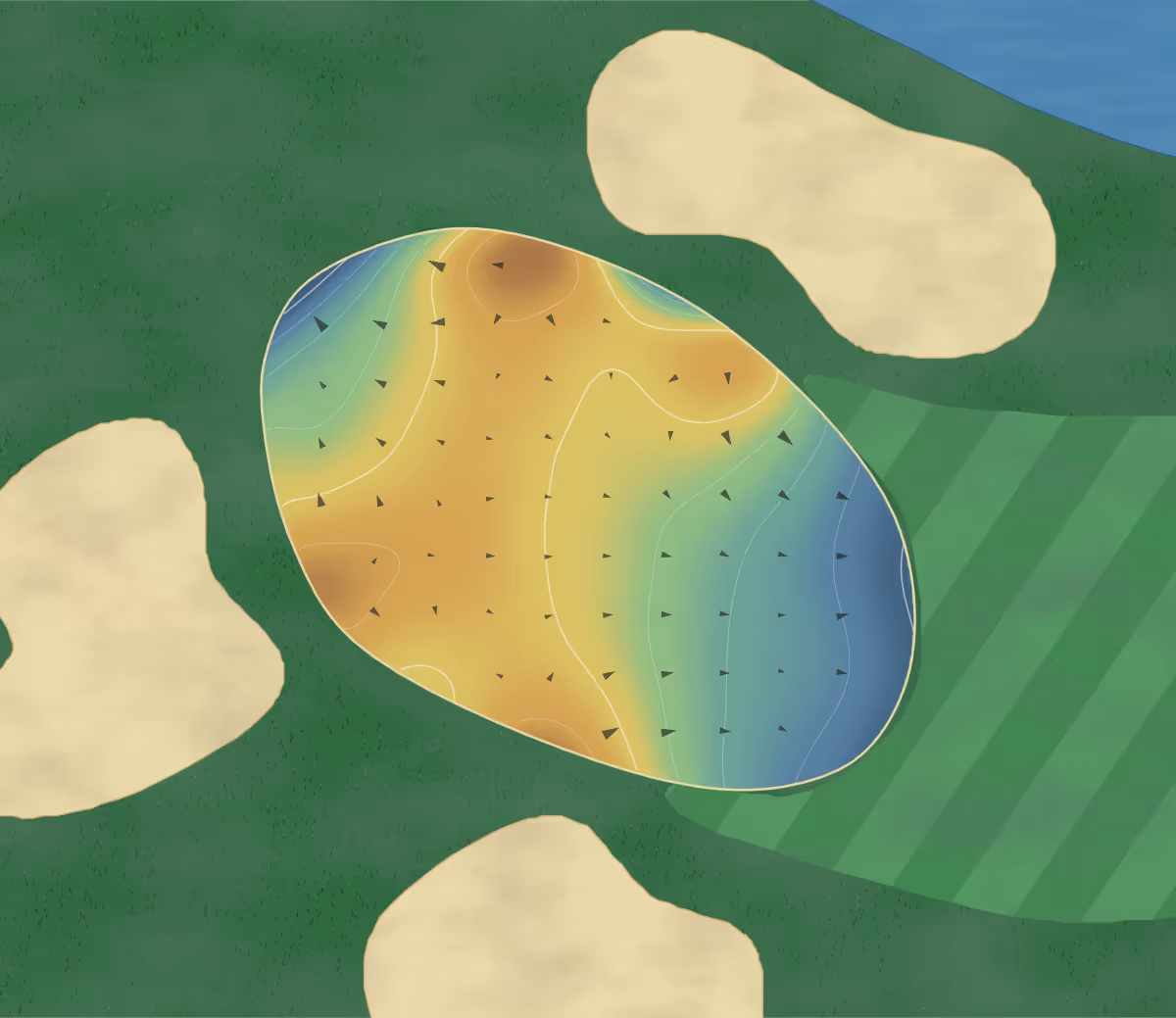 Green contour map of John Prince in Lake Worth, Florida: 47 elevation contours at a 3-inch interval with fall-line arrows, traced from 1-meter lidar