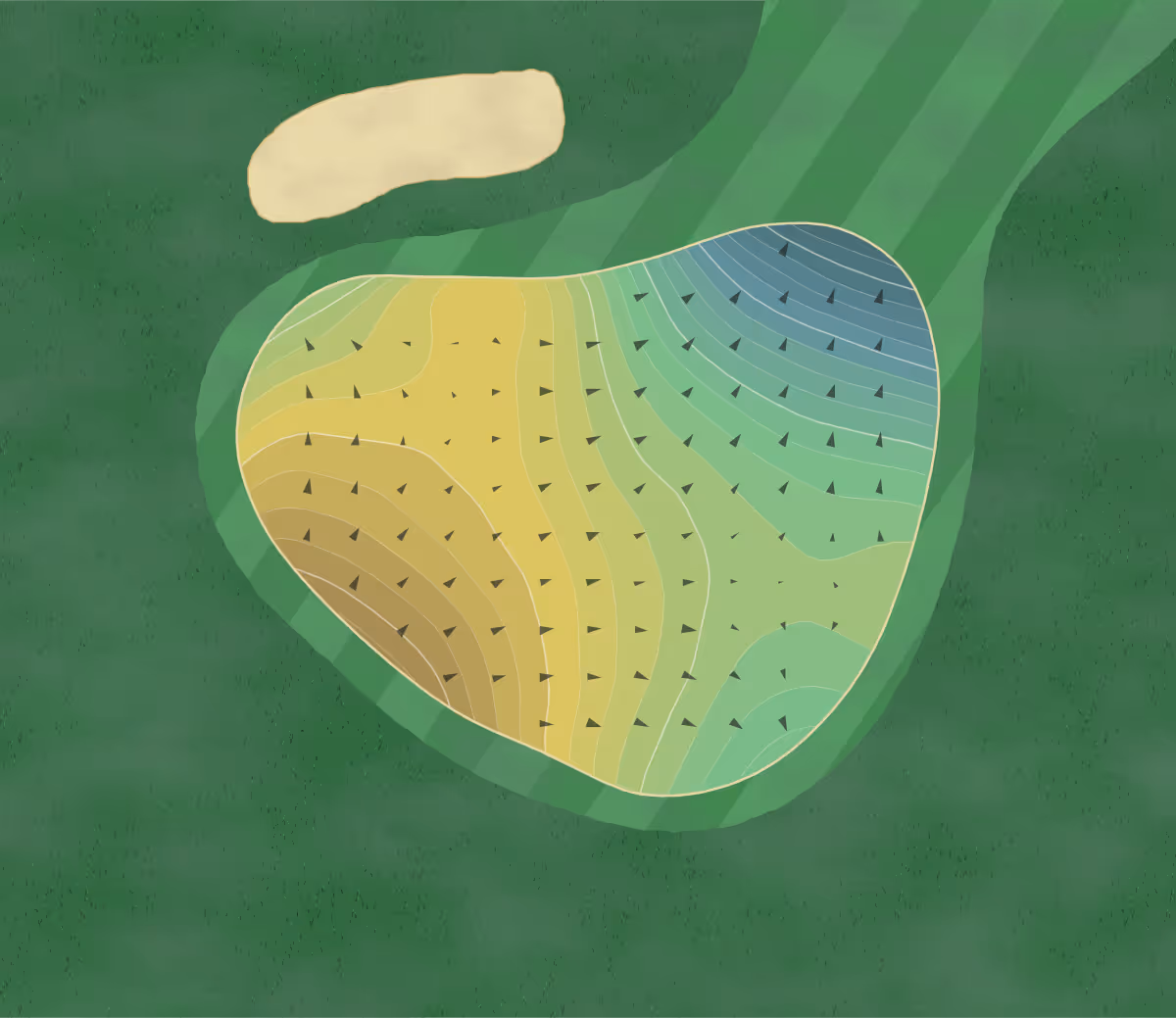 Green contour map of Johnny Goodman in Omaha, Nebraska — 234 elevation contours at a 3-inch interval with fall-line arrows, traced from 1-meter lidar