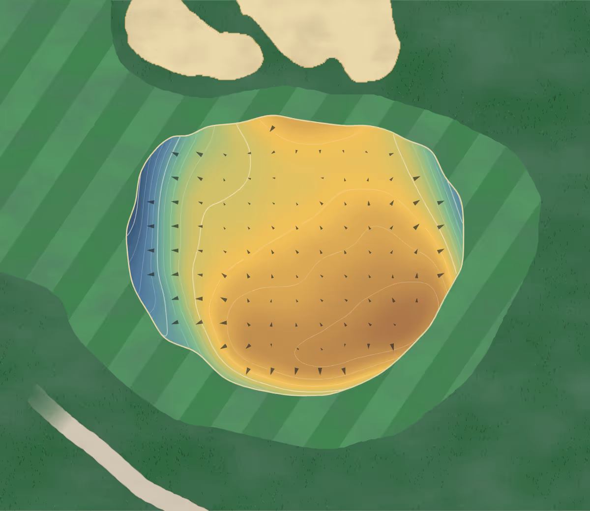 Green contour map of Kaufman in Wyoming, Michigan — 204 elevation contours at a 3-inch interval with fall-line arrows, traced from 1-meter lidar