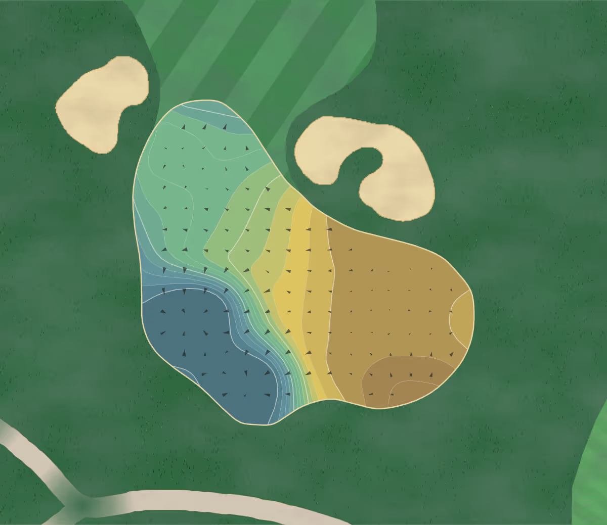 Green contour map of Kemper Lakes in Long Grove, Illinois — 244 elevation contours at a 3-inch interval with fall-line arrows, traced from 1-meter lidar