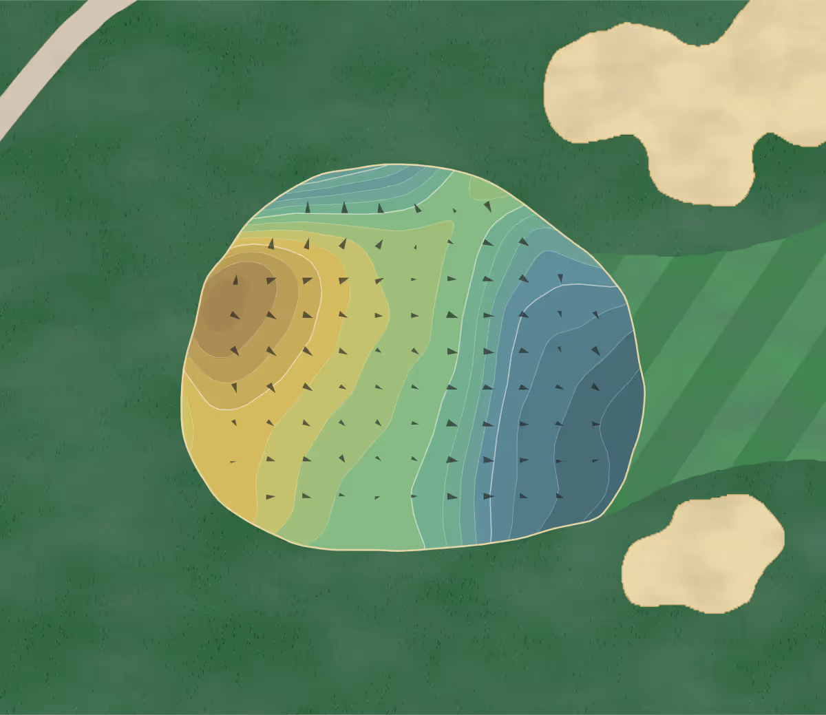 Green contour map of Kennett Square in Kennett Square, Pennsylvania — 272 elevation contours at a 3-inch interval with fall-line arrows, traced from 1-meter lidar