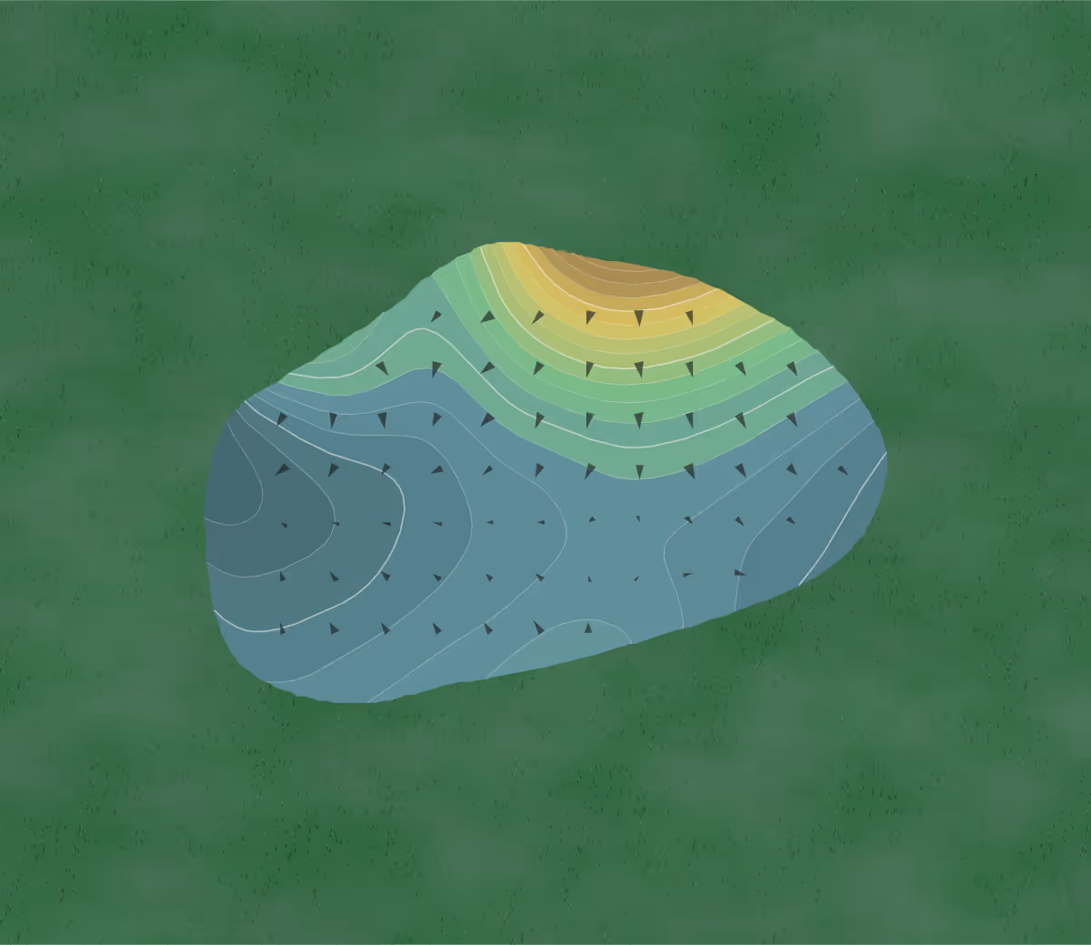 Green contour map of Kensington in Naples, Florida — 210 elevation contours at a 3-inch interval with fall-line arrows, traced from 1-meter lidar