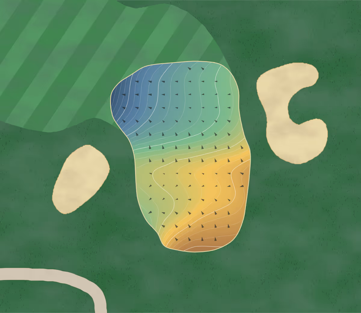 Green contour map of Keystone Golf in Keystone, Colorado — 199 elevation contours at a 3-inch interval with fall-line arrows, traced from 1-meter lidar