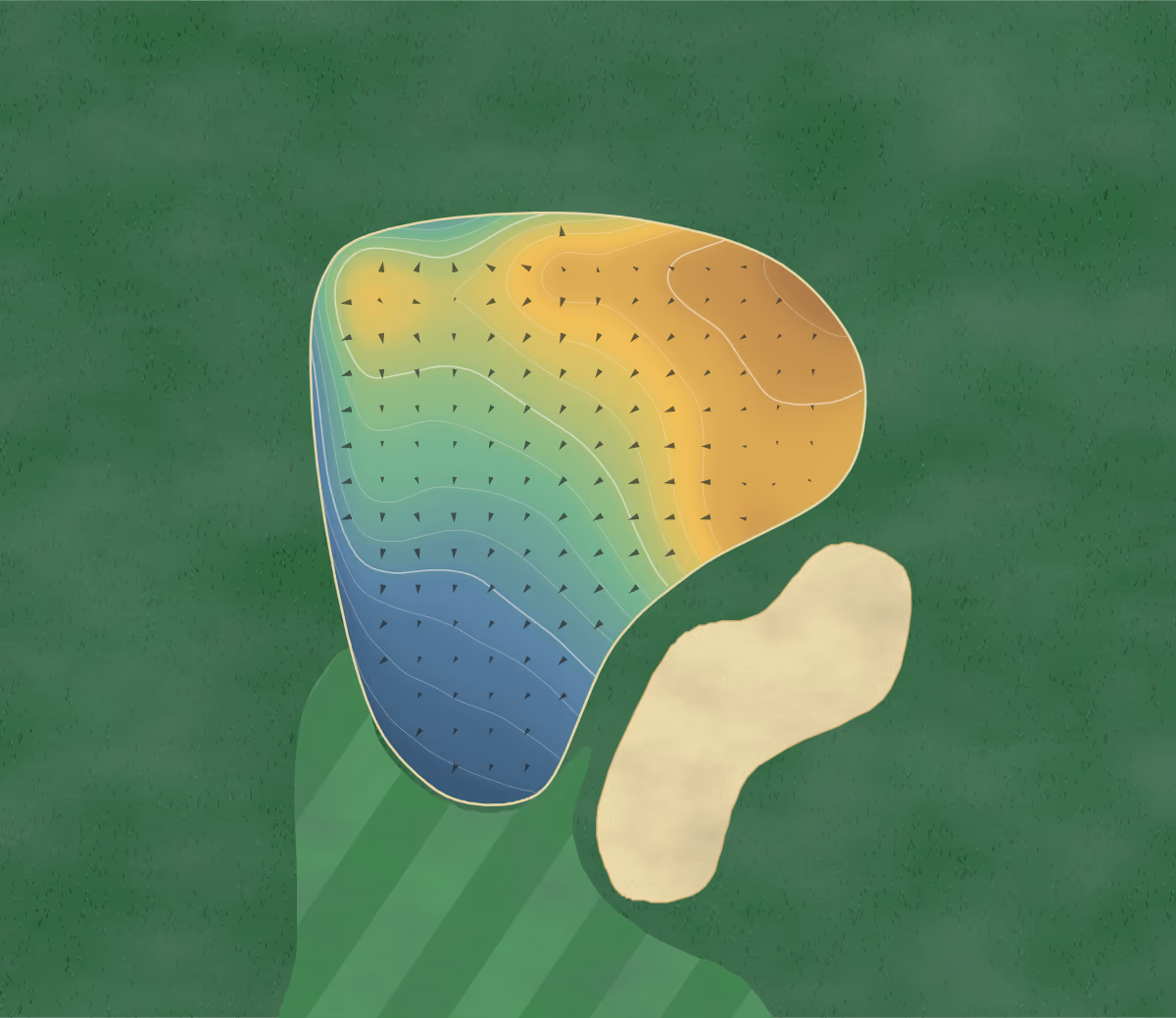 Green contour map of Kilcock in Kilcock, Ireland: 112 elevation contours at a 8-centimeter interval with fall-line arrows, traced from 1-meter lidar