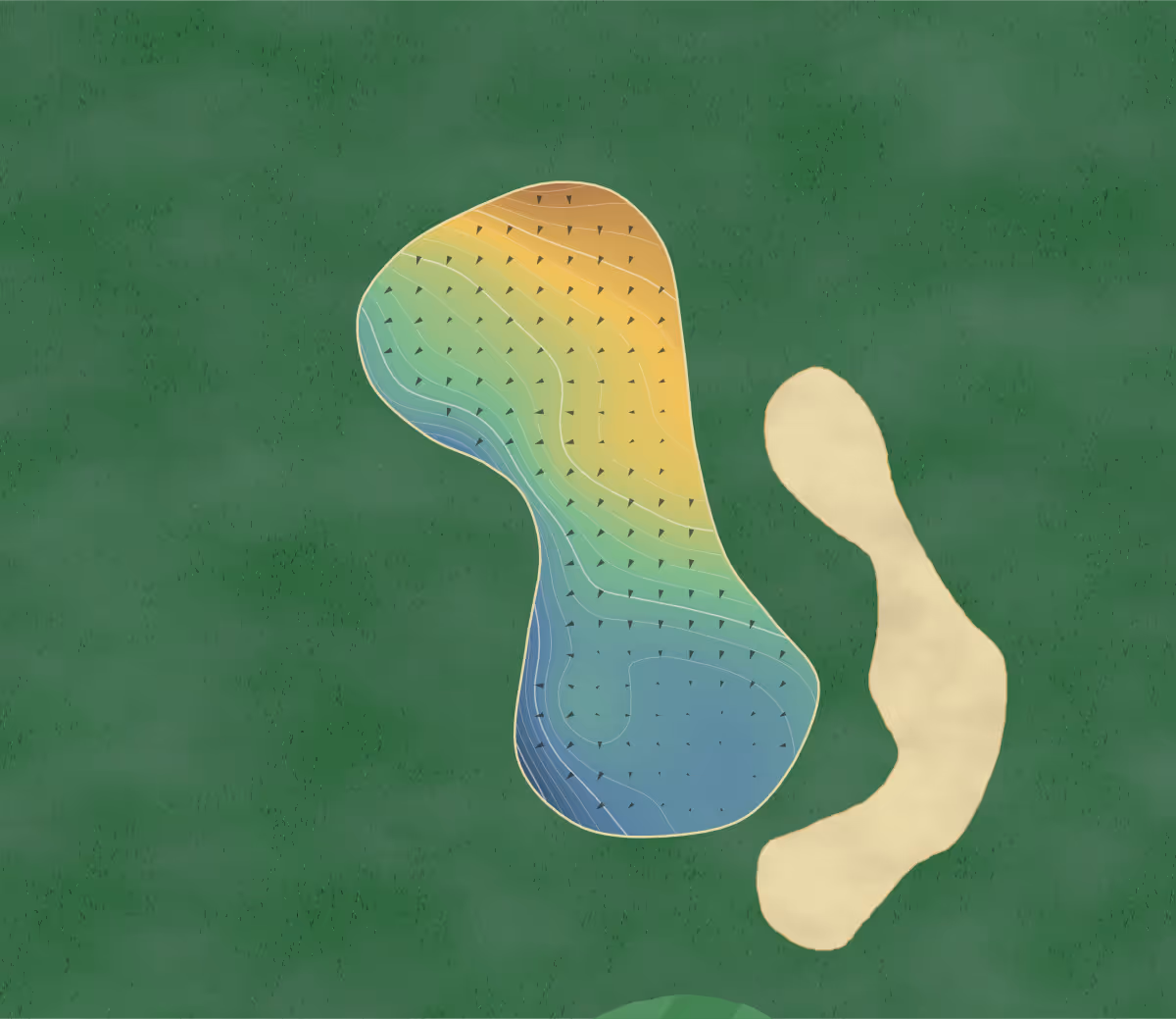 Green contour map of Kilkenny in Glendine, Ireland: 205 elevation contours at a 8-centimeter interval with fall-line arrows, traced from 1-meter lidar