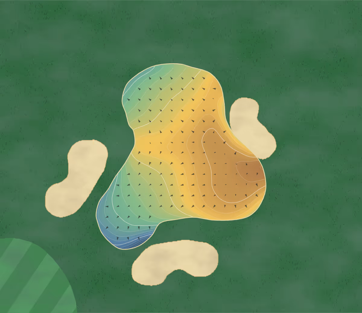 Green contour map of Killeen in Naas, Ireland: 155 elevation contours at a 8-centimeter interval with fall-line arrows, traced from 1-meter lidar