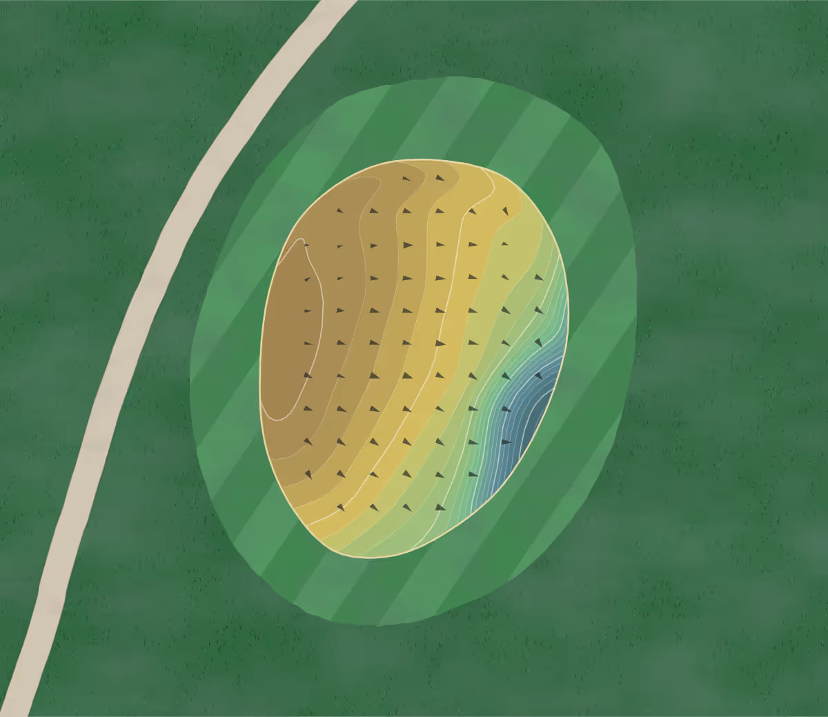 Green contour map of Killington in Killington, Vermont — 229 elevation contours at a 3-inch interval with fall-line arrows, traced from 1-meter lidar