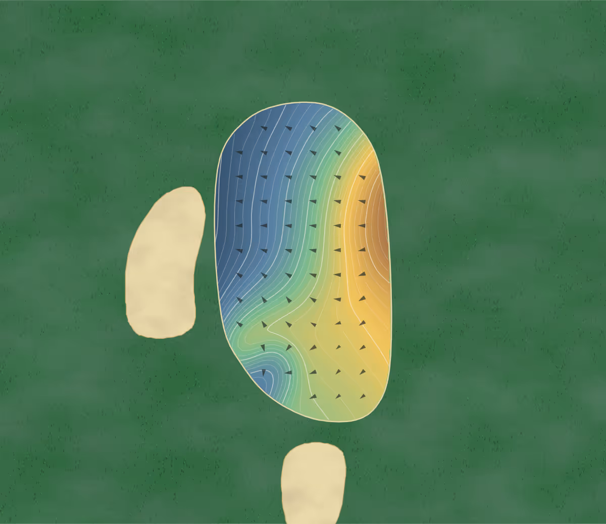 Green contour map of Kinderlou Forest in Valdosta, Georgia — 297 elevation contours at a 3-inch interval with fall-line arrows, traced from 1-meter lidar