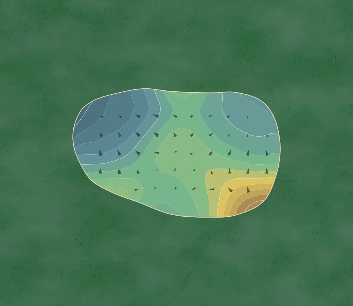 Green contour map of Kings Gate in Port Charlotte, Florida — 179 elevation contours at a 3-inch interval with fall-line arrows, traced from 1-meter lidar
