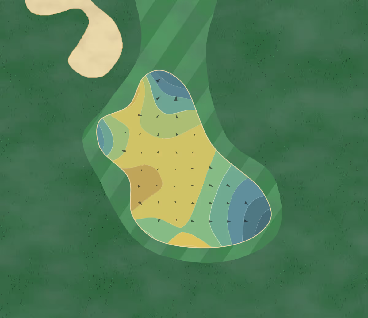 Green contour map of Kissimmee Bay in Kissimmee, Florida — 164 elevation contours at a 3-inch interval with fall-line arrows, traced from 1-meter lidar