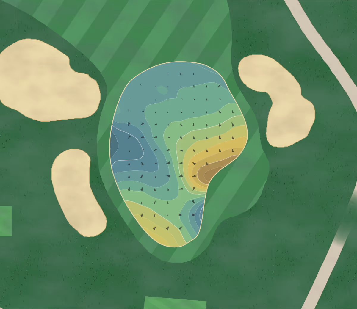 Green contour map of The Kittansett in Marion, Massachusetts — 198 elevation contours at a 3-inch interval with fall-line arrows, traced from 1-meter lidar