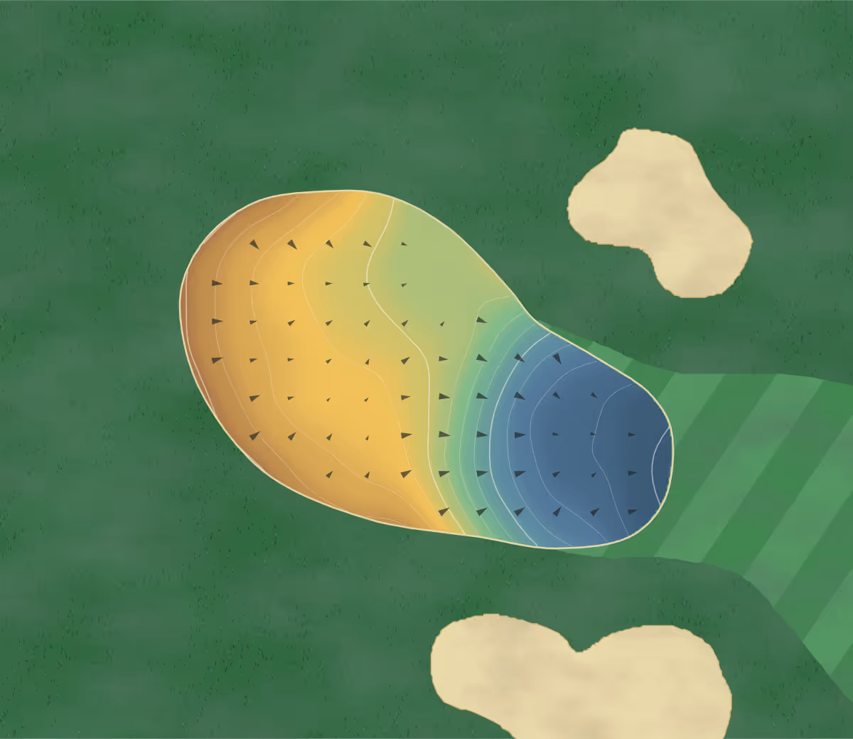 Green contour map of Knollwood in West Bloomfield, Michigan — 181 elevation contours at a 3-inch interval with fall-line arrows, traced from 1-meter lidar