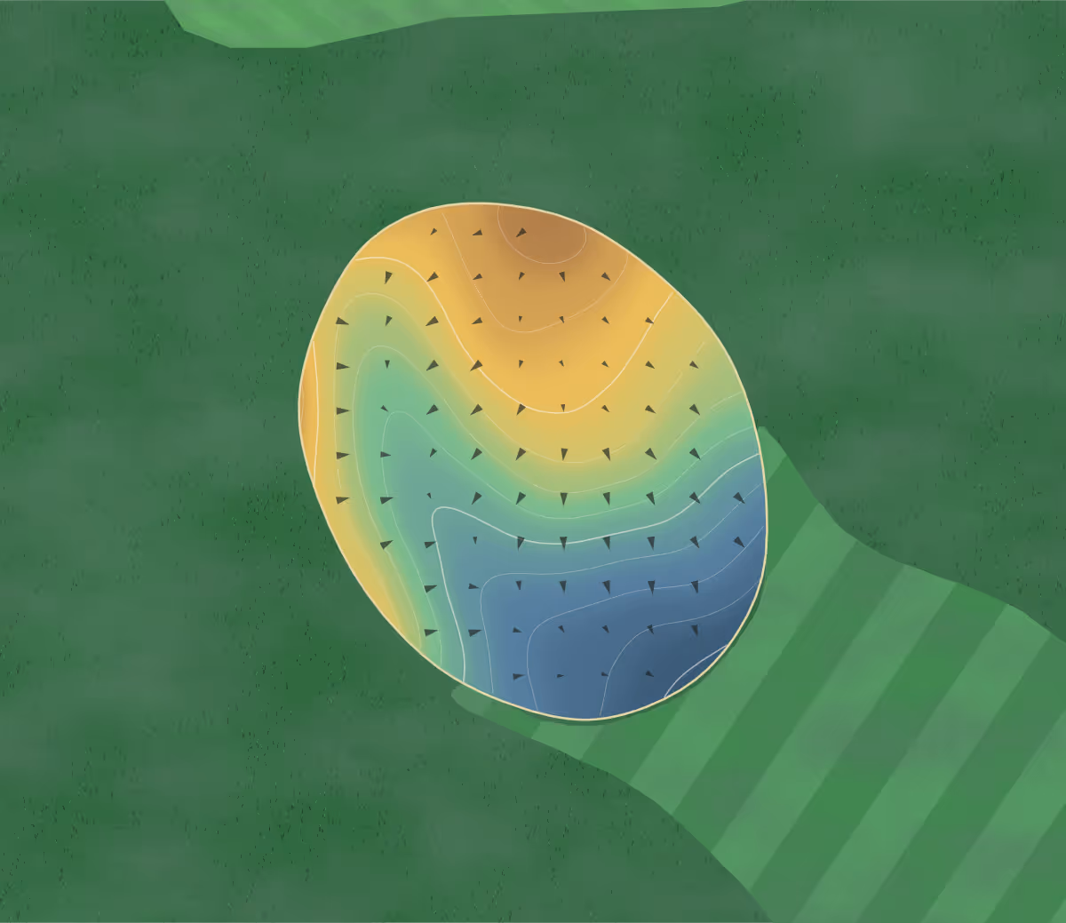 Green contour map of Kokomo in Kokomo, Indiana: 146 elevation contours at a 3-inch interval with fall-line arrows, traced from 1-meter lidar