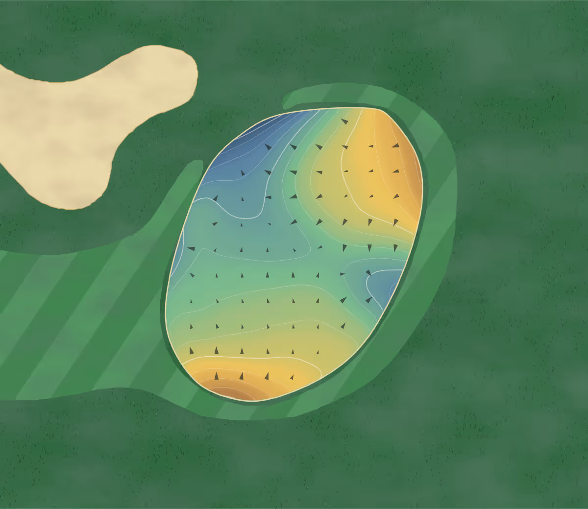 Green contour map of Kokopelli in Gilbert, Arizona: 234 elevation contours at a 3-inch interval with fall-line arrows, traced from 1-meter lidar