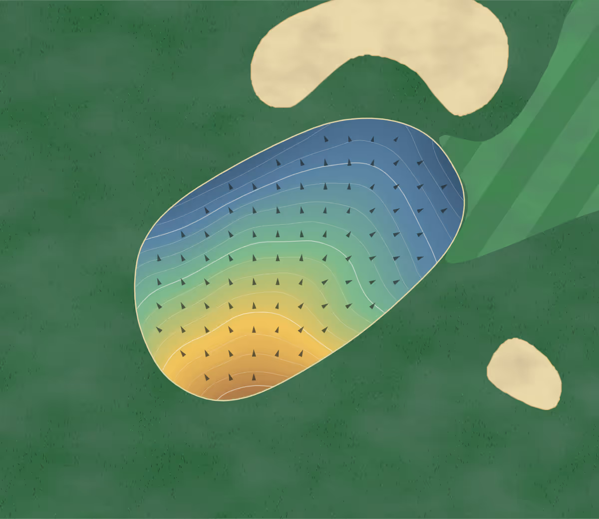 Green contour map of Koronis Hills in Paynesville, Minnesota: 180 elevation contours at a 3-inch interval with fall-line arrows, traced from 1-meter lidar