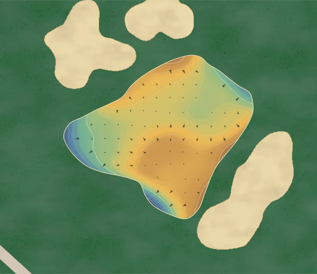Green contour map of Kosati Pines in Kinder, Louisiana — 116 elevation contours at a 3-inch interval with fall-line arrows, traced from 1-meter lidar