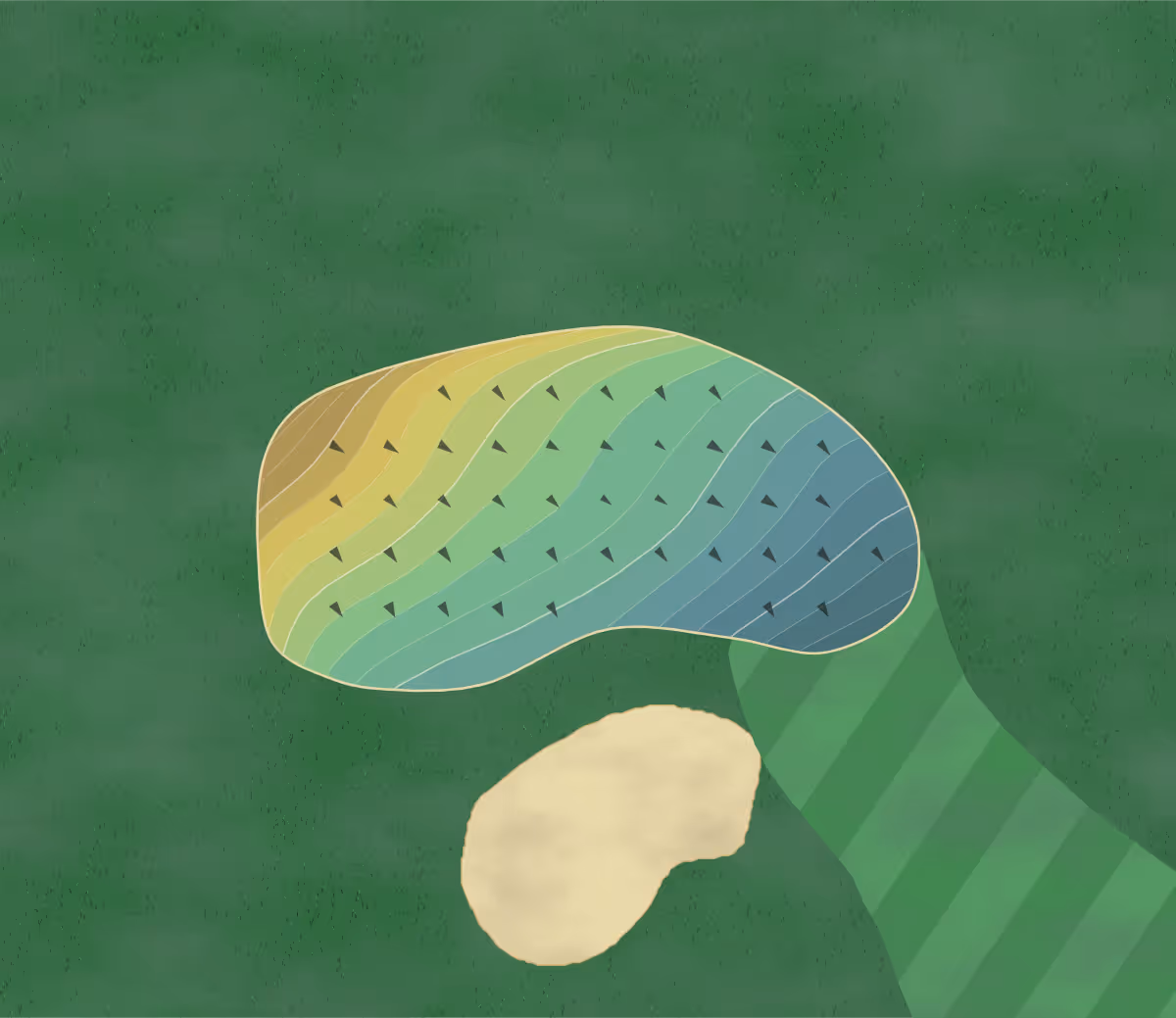 Green contour map of Koshkonong Mounds in Fort Atkinson, Wisconsin — 190 elevation contours at a 3-inch interval with fall-line arrows, traced from 1-meter lidar