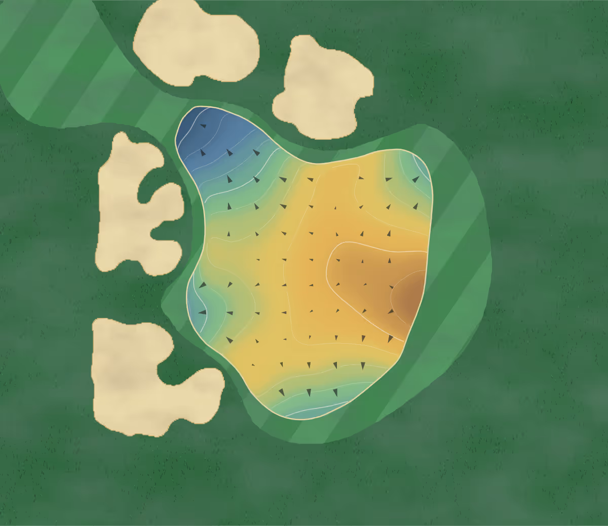 Green contour map of La Cita in Titusville, Florida — 142 elevation contours at a 3-inch interval with fall-line arrows, traced from 1-meter lidar