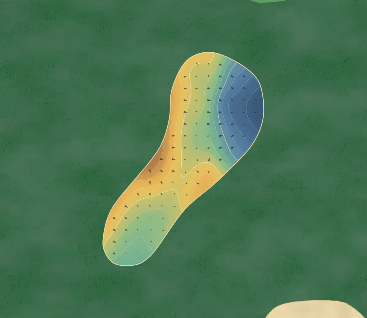 Green contour map of La Costa Resort & Spa in Carlsbad, California — 159 elevation contours at a 3-inch interval with fall-line arrows, traced from 1-meter lidar