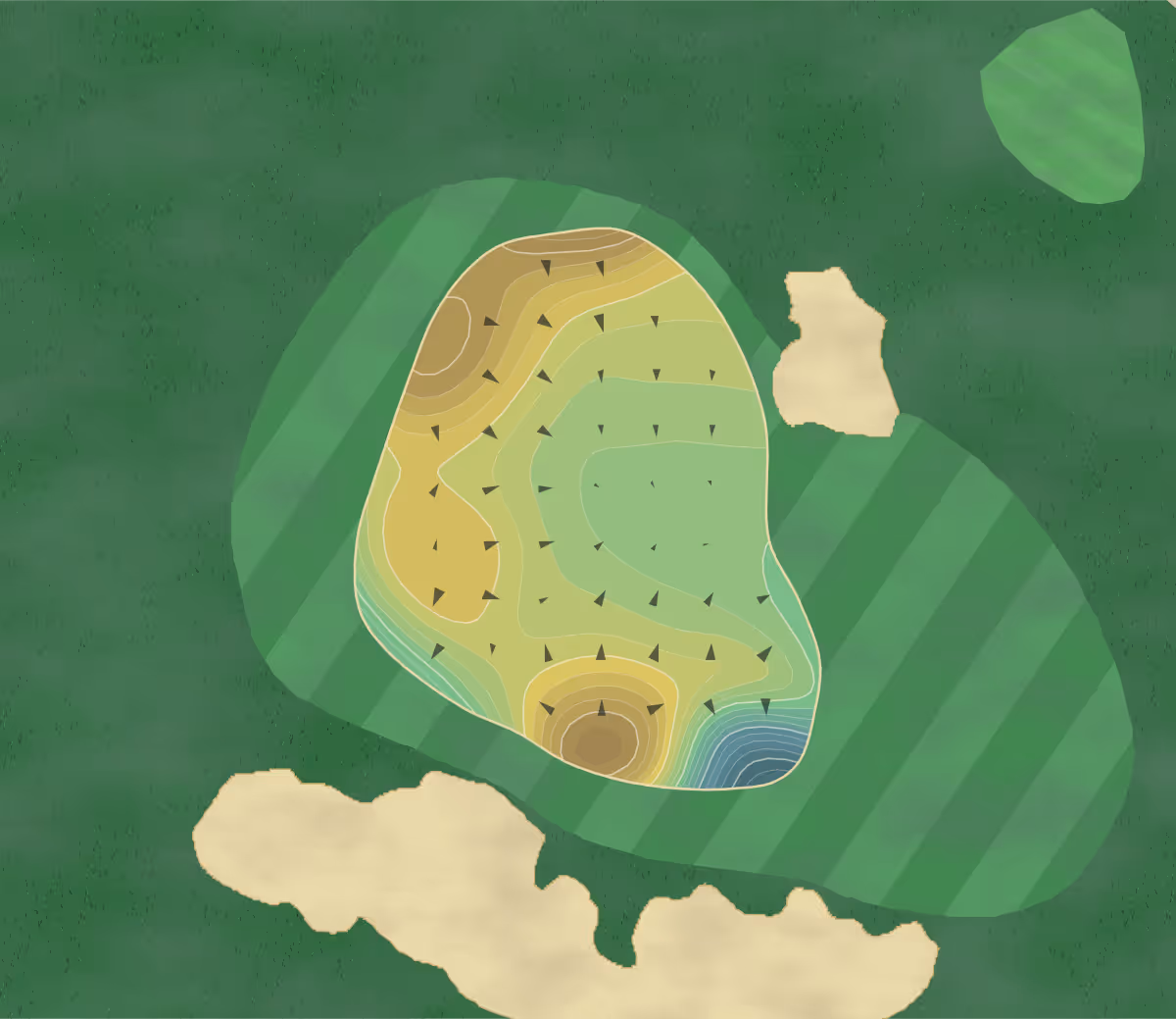 Green contour map of La Jolla in La Jolla, California — 353 elevation contours at a 3-inch interval with fall-line arrows, traced from 1-meter lidar