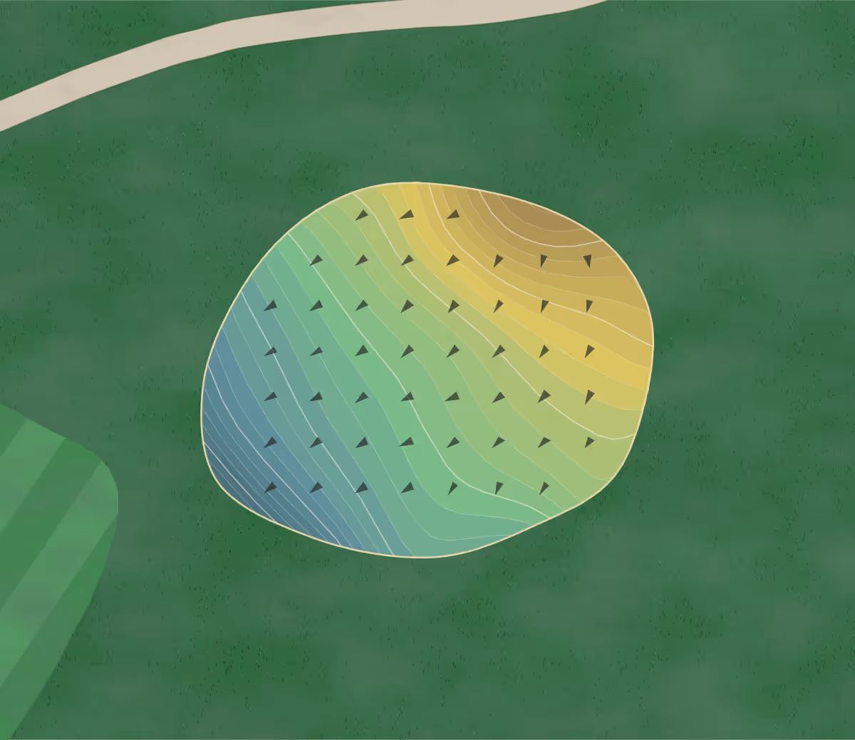 Green contour map of Lago Vista in Lago Vista, Texas — 249 elevation contours at a 3-inch interval with fall-line arrows, traced from 1-meter lidar