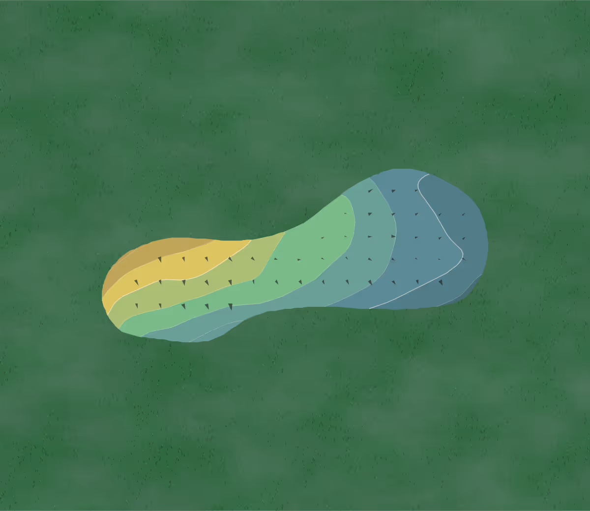 Green contour map of Laguna Woods in Laguna Woods, California — 8 elevation contours at a 3-inch interval with fall-line arrows, traced from 1-meter lidar