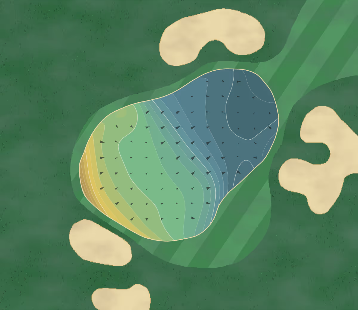 Green contour map of Lahontan in Truckee, California — 286 elevation contours at a 3-inch interval with fall-line arrows, traced from 1-meter lidar