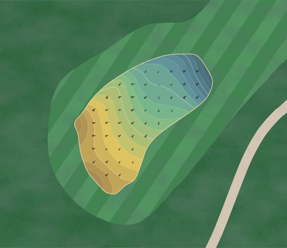 Green contour map of Lake Arlington in Arlington, Texas — 242 elevation contours at a 3-inch interval with fall-line arrows, traced from 1-meter lidar