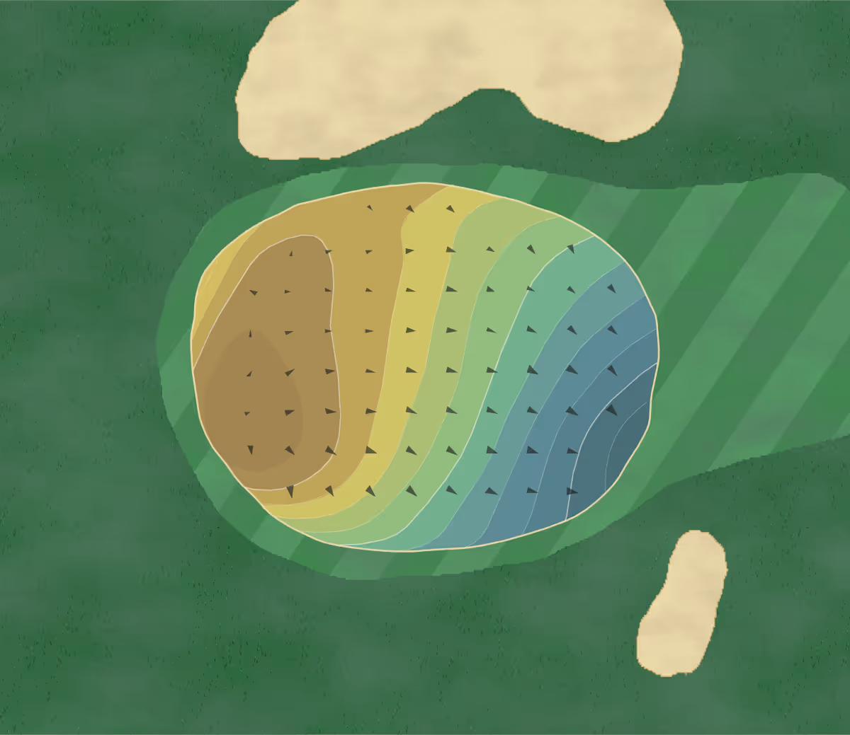 Green contour map of Lake Arthur in Butler, Pennsylvania — 30 elevation contours at a 3-inch interval with fall-line arrows, traced from 1-meter lidar