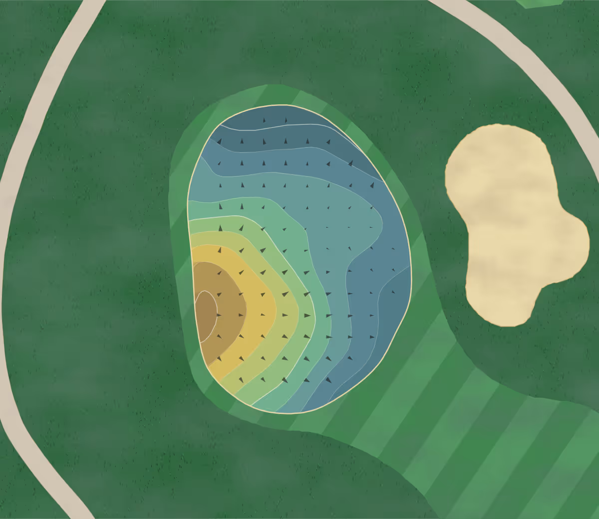 Green contour map of Lake Bluff in Lake Bluff, Illinois — 196 elevation contours at a 3-inch interval with fall-line arrows, traced from 1-meter lidar