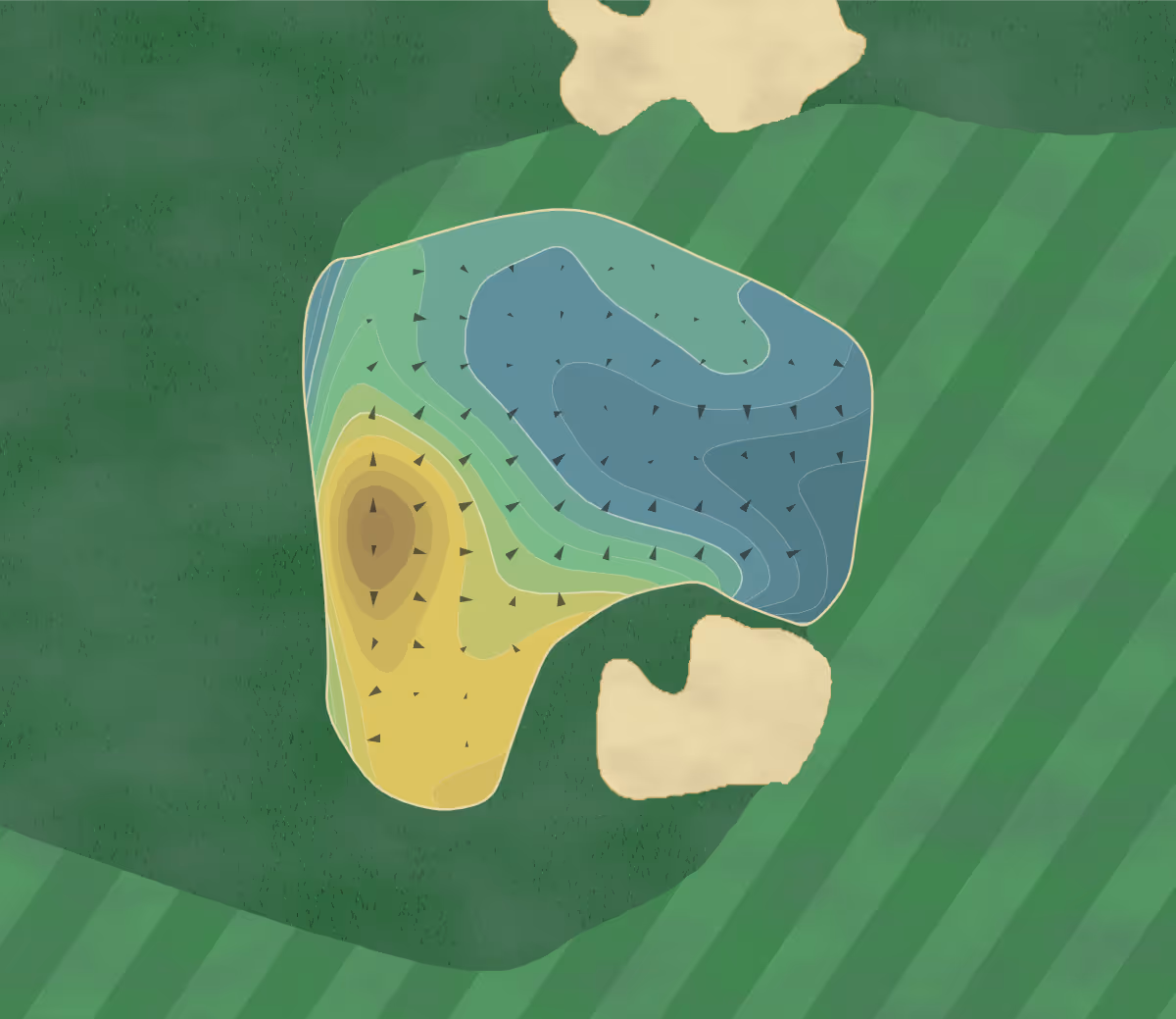 Green contour map of Lake Merced in Daly City, California — 342 elevation contours at a 3-inch interval with fall-line arrows, traced from 1-meter lidar