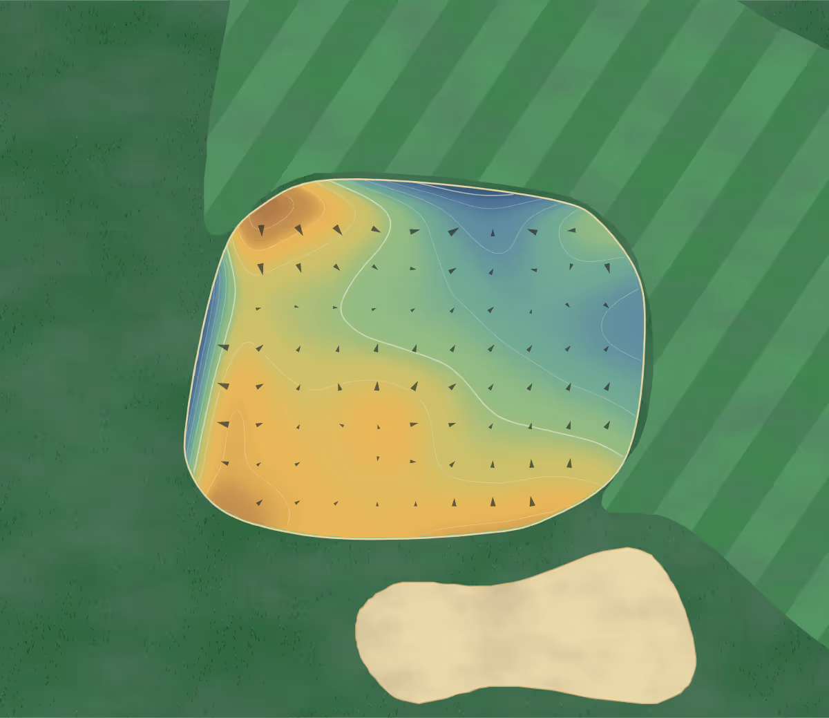Green contour map of Lake Shore in Glencoe, Illinois: 187 elevation contours at a 3-inch interval with fall-line arrows, traced from 1-meter lidar
