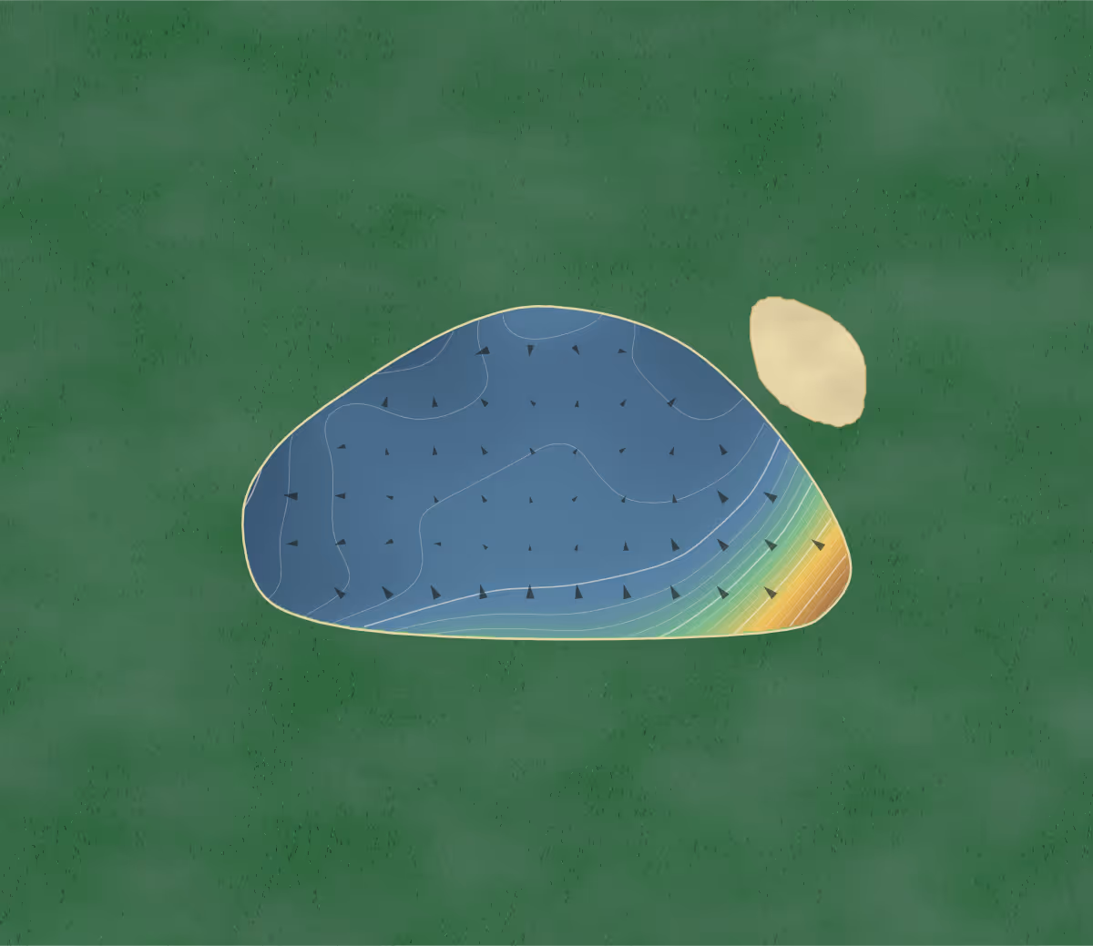 Green contour map of Lake Superior View in Washburn, Wisconsin: 209 elevation contours at a 3-inch interval with fall-line arrows, traced from 1-meter lidar