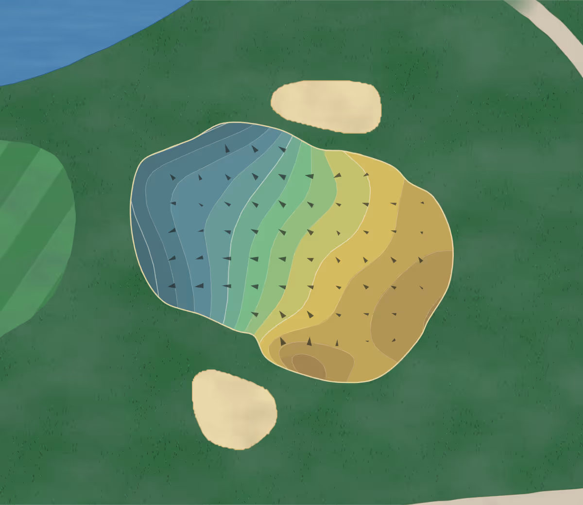 Green contour map of Lake Tahoe in South Lake Tahoe, California — 166 elevation contours at a 3-inch interval with fall-line arrows, traced from 1-meter lidar