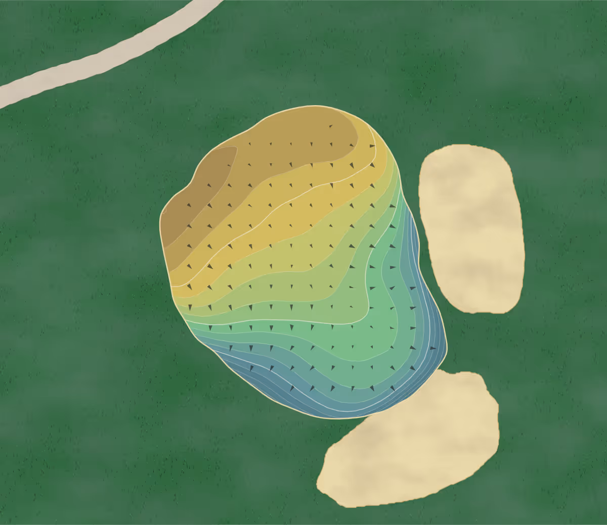 Green contour map of Lake View National in Two Harbors, Minnesota — 189 elevation contours at a 3-inch interval with fall-line arrows, traced from 1-meter lidar