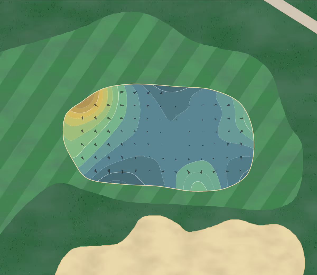 Green contour map of Lakes Taylor in Taylor, Michigan — 190 elevation contours at a 3-inch interval with fall-line arrows, traced from 1-meter lidar