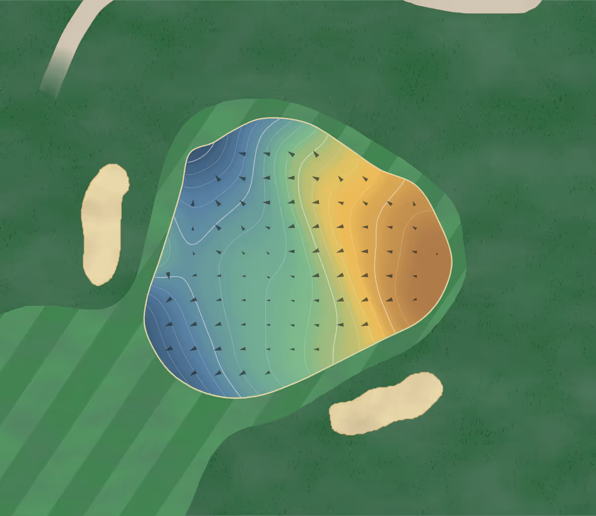 Green contour map of Lakeview in Meridian, Idaho — 180 elevation contours at a 3-inch interval with fall-line arrows, traced from 1-meter lidar
