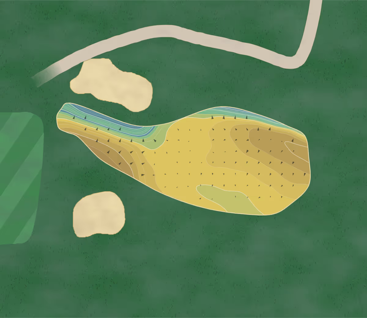 Green contour map of Lakevue North in Butler, Pennsylvania — 336 elevation contours at a 3-inch interval with fall-line arrows, traced from 1-meter lidar